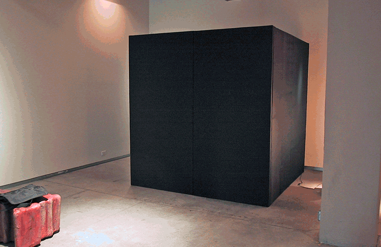 welcome, sound and light interactive sculpture by Olafur Thordarson and Skúli Sverrisson, mixed media 240 x 240 x 240 cm 2001