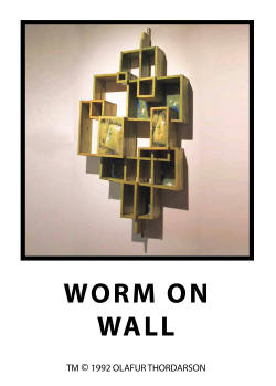 OLAFUR THORDARSON, WORM ON WALL SHELF, DESIGN AND MAKE 1992, 64" HIGH 