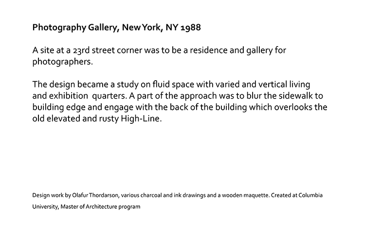 Olafur Thordarson Architecture: Photography Gallery NYC 1988