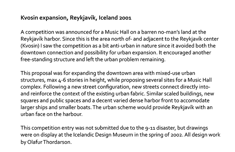 Thordarson Urban Design, Reykjavik downtown expansion 2001